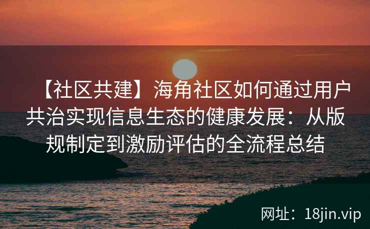 【社区共建】海角社区如何通过用户共治实现信息生态的健康发展：从版规制定到激励评估的全流程总结